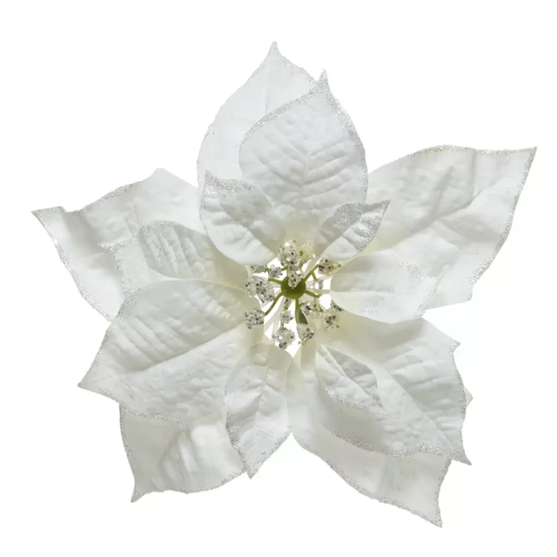 Okrasek božična zvezda bele barve 24 cm